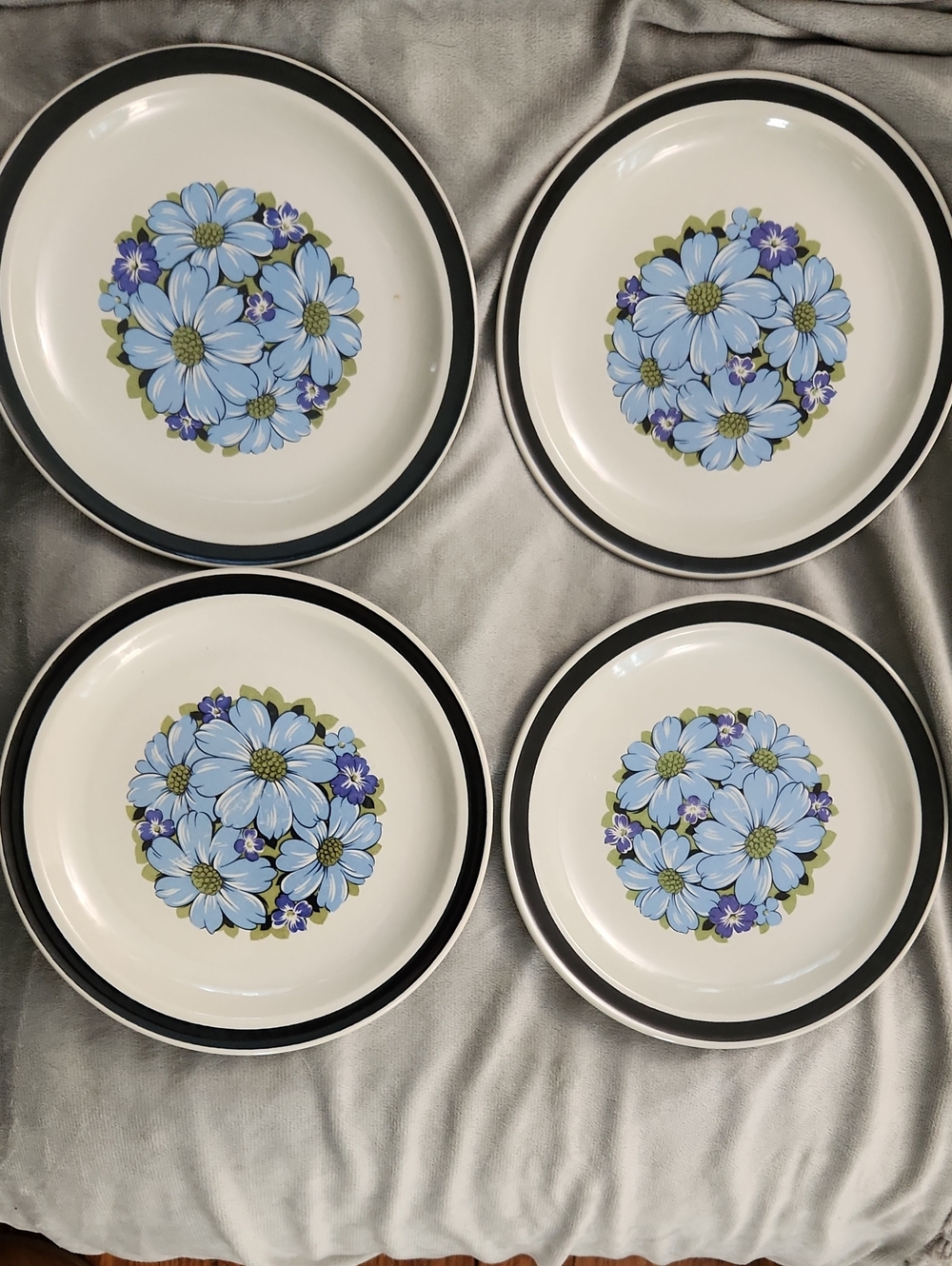 Vintage Designer's Collection Stoneware Blue Shasta Salad Plates (Set of 4)